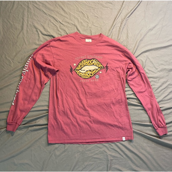 Simply Southern Spread Kindness Gimme Some Sugar Leopard Lips Long Sleeve Large - Picture 1 of 6